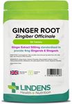 Lindens Ginger Root 500mg - 90 Vegan Tablets | Travel Sickness, Antioxidant, Joint Support | UK Made | Providing Gingerols & Shogaols | Letterbox Friendly