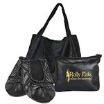 Rolly Flats Portable Foldable Pumps Ballet Shoes with Expandable Tote Bag (M, Black)