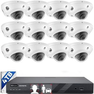 ONWOTE Face Recognition & AcuSearch, 2 Way Audio, 12MP NVR 16 Channel Security Camera System, 12x 4K 8MP Vandal Proof PoE IP Cameras, Total 960ft Cables, 16CH Commercial NVR 4TB, CCTV for Businesses