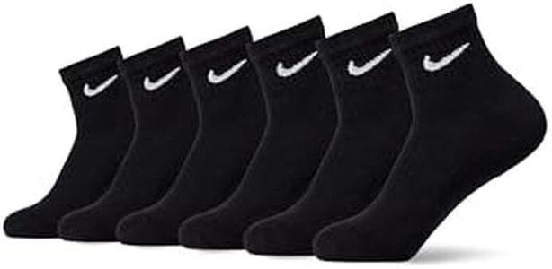 Nike Unisex Everyday Cushion Ankle Training Socks with Sweat-Wicking Technology (6 Pair), Black/White, Medium