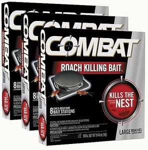 Combat Roach Killing Bait for Large Roaches, Kills The Nest, Child Resistant, for Waterbugs and Cockroaches and More, 8 Count (Pack of 3)