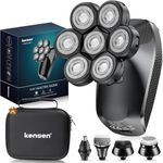 kensen 7D Head Shaver, 5 in 1 Bald Head Shavers for Men, Head Electric Razor with Nose Hair Sideburns Trimmer, Waterproof Wet/Dry Mens Grooming Kit, LED Display, USB Rechargeable, Gifts Travel Case