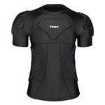 DGYAO Shoulder Protector Padded Comprssion T Shirt, Men's Rugby Safe Guard Top for Chest Rib Football Paintball Baseball L