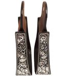 Majestic Ally Western Horse Aluminum Black Engraved Stirrups- Adults (Silver-Black)