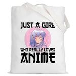 LEVLO Anime Fans Make up Bag Anime Lover Gift Just A Girl Who Really Loves Anime Cosmetic Make up Bag For Women Girls, Loves Anime Tote