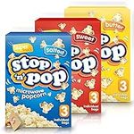 SOL 9pk x 85g Stop 'n' Pop Microwave Popcorn Kernels for Popcorn Maker | Sweet, Salted & Butter Popcorn Flavouring | Popping Pop Corn Kernels for The Family | Popcorn Microwave Includes SOL Sticker