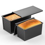 2 PCS Pullman Loaf Pan with Lid, 1Lb & 1/2 Lb Dough Capacity Bread Loaf Pans, Non-Stick Coating, Carbon Steel Bread Mold for Homemade Bread, Toast Mold for Bakeware, Sandwich & Toast Oven Baking