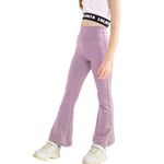 Rolanko Girls Flared Yoga Leggings, High Waist Bootcut Stretch Workout Running Active Pants with Pockets, Purple, Size: 160