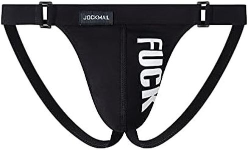 JOCKMAIL Men's Jockstrap Letter Patten Athletic Supporter Underwear Gym Workout Strap Brief Men Thong, Black, X-Large