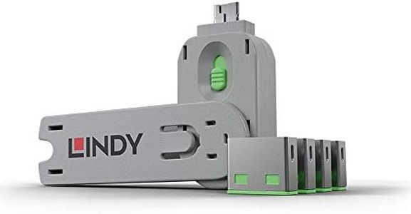 Lindy USB Type A Port Block with Key, Pack of 4, Green