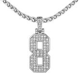 FindChic Bling Number 8 Chain for Men Cubic Zirconia Diamond Silver Pendant Necklace Hip Hop Jewelry for Rapper