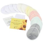 Organic Bamboo Nursing Breast Pads - 14 Washable Pads with Wash and Storage Bags - Breastfeeding Nipple Pad for Maternity - Reusable Nipplecovers for Breast Feeding (Large, 4.7")