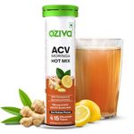 OZiva ACV Moringa Hot Mix | Control Cravings & Boost Metabolism | Apple Cider Vinegar, Gymnema, Cinnamon, Moringa | Desi Kahwa - 15 Effervscent Tablets.