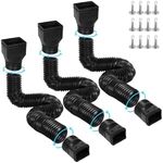 Gutterlix 3 Pack Flexible Gutter Downspout Extensions Extendable from 21" to 67", Downspout Extender Comes with Adapters, Thickened Down spout Drain Extension for Rainwater Drainage(Black)