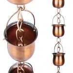 Taman Rain Chain Set, 4.8ft Cup Rain Chain for Gutters,Copper Rain Chain Cups to Replace Gutter Downspout, Divert Water, 10 Cups, Rose Gold