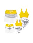 PATPAT Family Matching Swimsuits Swimwear Set for Couples Newest Mommy and Me Striped Spliced Bathing One-Piece Swimsuits, Yellow, Small