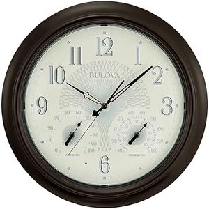 Bulova C4813 Weather Master Wall Clock, Bronze Finish, 18", Black