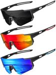 FURISHQI 3PACK Polarized Sports Sunglasses for Men Outdoors Mountain Cycling UV400 Protection Sun Glasses Big Frame Goggles