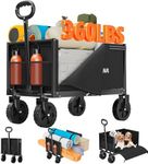 YACONA 3 in 1 Wagons Carts Foldable, 360LBS Lightweight Wagon with All Terrain Wheels, Collapsible Wagon Cart for Grocery, Camping, Beach, Garden & Sports