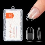 Modelones Short Oval Nail Tips, Pre-shaped Round Full Cover Fake Nails Soft Gel Acrylic Nail Tips Nail Extension False Gel x Nail Kit 216PCS 12Sizes