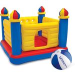 Intex Jump-O-Lene Castle, Kids Inflatable Bounce House for Ages 3-6, Indoor/Outdoor 69" L x 69" W x 53" H Trampoline Casle Bouncer, Wholesalehome Beach Ball Included