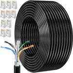 Ethernet Cable 50m, Cat 6 External Bulk Internet Cable 50 Meters FTP 23AWG Lan Cable Extra Long High Speed Network Cable Shielded Anti-Jamming Weatherproof Rj45 Patch Cable 164ft