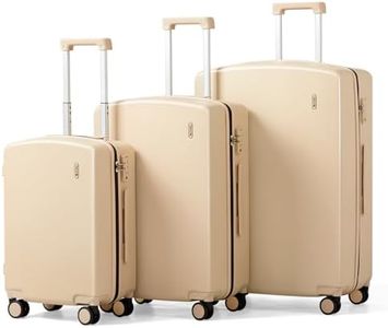 Hanke Hard Shell Luggage Sets 3 Pieces, 20/24/28 Inch Carry On Luggage with Wheels Lighweight TSA Luggage Extra Large Luggage for Travel Checked Suitcase Carry On Bag(Cuba Sand)