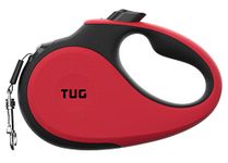 TUG 360° Tangle-Free Retractable Dog Lead for Up to 15 kg Dogs | 5 m Strong Nylon Tape | One-Handed Brake, Pause, Lock (Small, Red)