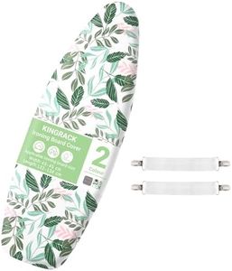 KINGRACK Ironing Board Cover with Extra Thick 7mm Padding, 100% Cotton Covers Easy-Fit for Protecting Ironing Board Size Up to 134 x 45 cm - Green