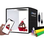 Mini Light Box Photography 9.8 inch/25cm Photo Box PULUZ Portable Photo Studio Lightbox Shooting Tent Kit with 96 LED Lights &12 Colors Backdrops for Small Items Display