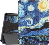 FANRTE Case Fits All-New Amazon Kindle Fire HD 10 & 10 Plus Tablet (11th Generation, 2021 Release)-Slim PU Leather Trifold Stand Cover PC Hard Back Shell with Auto Wake/Sleep（Starry Sky）