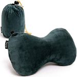 AirComfy Ease Inflatable Travel Pillow with Luxuriously Soft Washable Cover - Ergonomic Neck and Lumbar Support for Prevention of Cervical and Lower Back Pain (Grey)