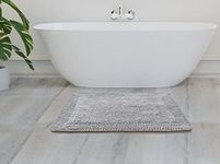 100% Cotton Luxury Reversible Bath Rug Ultra Absorbent Machine Washable Mat for Bathrooms/Showers (21" x 34", Grey)