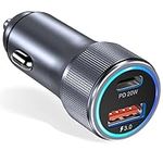 USB C Car Charger, Bangfun 36W Dual USB Car Charger Adapter PD&QC 3.0 Fast Charge Car Phone Charger 12V Cigarette Lighter Adapter Plug for iPhone 15/14/13/12/11 Pro Max, Samsung A13/A53/S21/A54 (Grey)