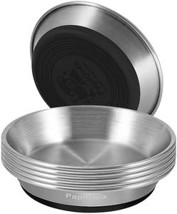 Stainless Steel Cat Bowls, Non-Slip cat Food Dishes, Metal Cat Food and Water Bowls, Whisker Friendly with Wide and Shallow Design, 6.3'' Wide, 0.7mm Thick Steel, Ideal Pet Dish for Kitten and Dog