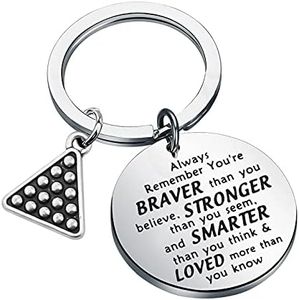AKTAP Pool Player Gift Billiards Ball Keychain Pool Billiards Player Jewelry Always Remember You're Braver Than You Believe, Billiards Ball Keychain, 3.0cm