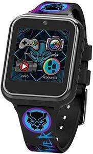 Accutime Kids Marvel Black Panther Black Educational,Touchscreen Smart Watch Toy for Boys, Girls, Toddlers - Selfie Cam, Learning Games, Alarm, Calculator, Pedometer (Model: AVG4608AZ), Black, 40mm,