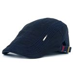 Thenice Mens Vintage Style Flat Cap Gatsby Ivy Caps Irish Hunting Hats (Navy Blue)(Size: One Size)