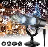 afzdby Christmas Snowflake Projector Lights Outdoor,Double Head Snowfall Led Lights Waterproof,Landscape Decorative Lighting Projection Lamp for Xmas Holiday Wedding Indoor Garden Patio