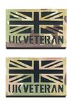 2 Pcs Reflective IR United Kingdom Veteran British Union AR Embroidered Patches UK Great Britain Hook and Loop Fasteners Laser Cut Military Combat Paintball Badge Armband Emblem Morale Applique