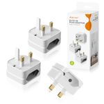 Aieve European to UK Plug Adaptor,2 Pin EU to UK 3 Pin Adapter Plug with 13A Fuse, EU to UK Plug Converter Euro Plug Adaptor UK Socket Adapter(3-Pack,White)