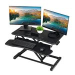 TechOrbits Standing Desk Converter – Rise-X Pro, 37 Inch Wide Sit/Stand Tabletop Riser w/ Removable Keyboard Tray – 2 Tiered Adjustable Workstation fits 2 Monitors