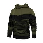 AOTORR Men's Contrast Color Hoodie Autumn Winter Casual Sports Sweatshirts Patchwork Fleece Pullover WY90 Green Camo XL