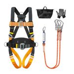 JAOGAUS Full-Body Safety Harness with Waist Pad – Dual Lanyards & Energy Absorber, 140kg Max Load, EN Certified, Fall Arrest Protection for Men Working at Height, Construction & Climbing