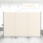 Kokorona 3 Panel Room Divider, 6FT Tall Folding Privacy Screen Wall Dividers, Portable Privacy Screen Freestanding Room Divider for Room Separation, Included - Cover Strips, 102''W x 71''H, Beige