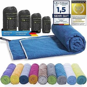 LightDry Serviette Serviette de Voyage Microfibre pour Sport et Trekking, Extra Absorbant & Anti-bactérien, 80 x 40 cm, Bleu/Vert