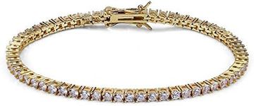 JINAO 1 Row AAA Gold Silver All Iced Out Tennis Bling Lab Simulated Diamond Bracelet