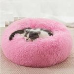 ZEXSAZONE Round Donut Pet Bed for Cats and Puppies Dogs, Cozy and Plush, Raised Bedside Support, Both Sides Use Like 2 in One, Washable, Sizes for Small, Medium, and Large Pets. cat Bed Pink