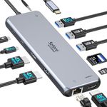 USB C Docking Station 3 HDMI, 12 in 1 Laptop Docking Station with 3 Monitor Triple HDMI, USB C/A 3.1(10 Gbps), PD100W, Ethernet, SD/TF Audio USB C Dock Multiport Adapter for Dell HP Lenovo Surface