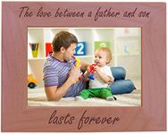 CustomGiftsNow The Love Between A Father And Son Lasts Forever Natural Alder Wood Engraved Tabletop/Hanging Photo Picture Frame (5x7-inch Horizontal)